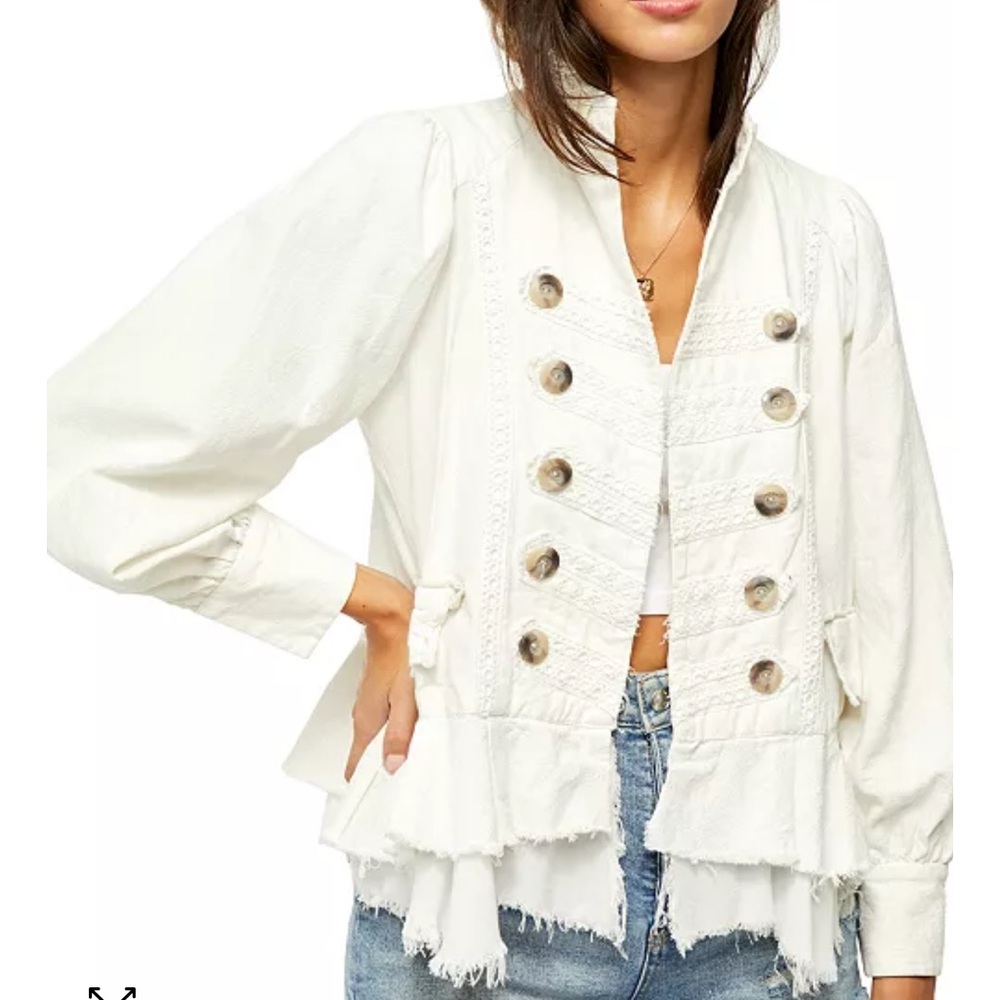 Free People Ariana Military Jacket size medium white NEW